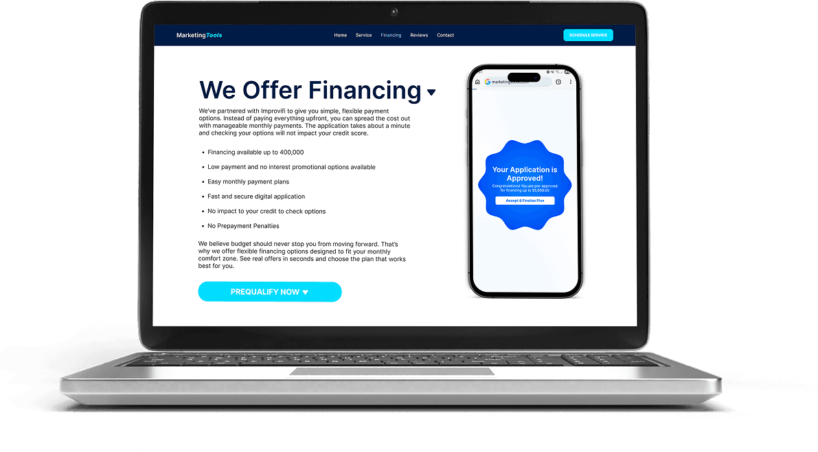 Laptop and phone showing landing page template